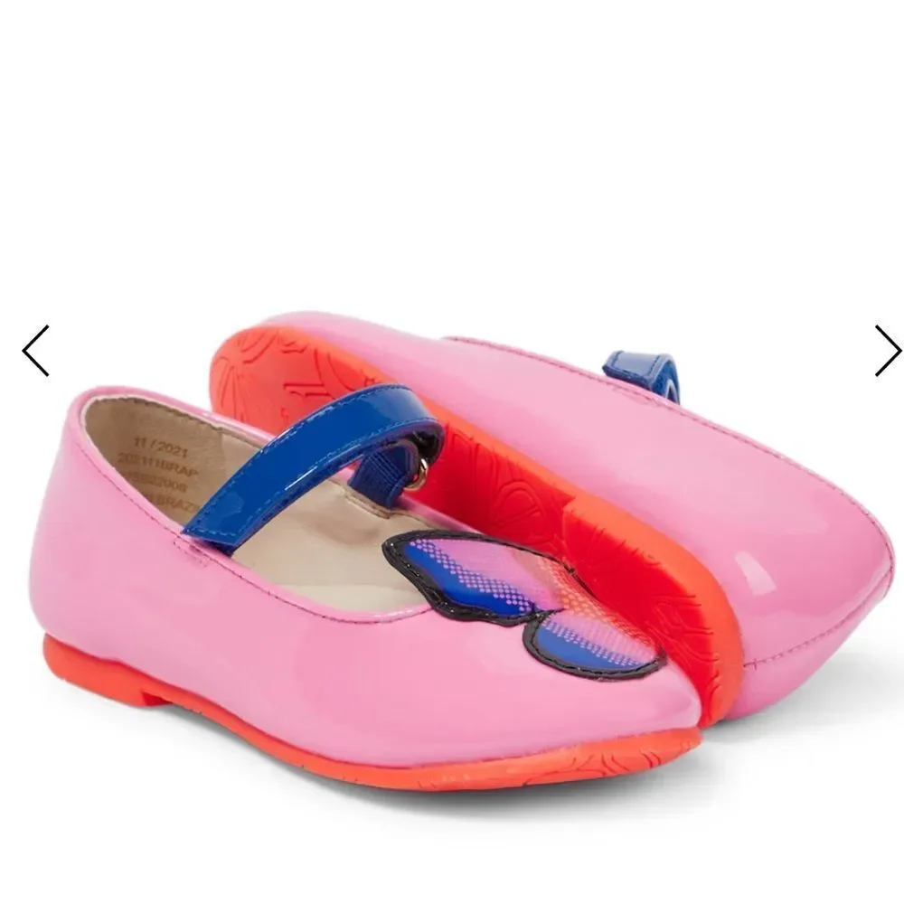 Sophia Webster Butterfly Patent Leather Flat in Pink Sz 29 EUR